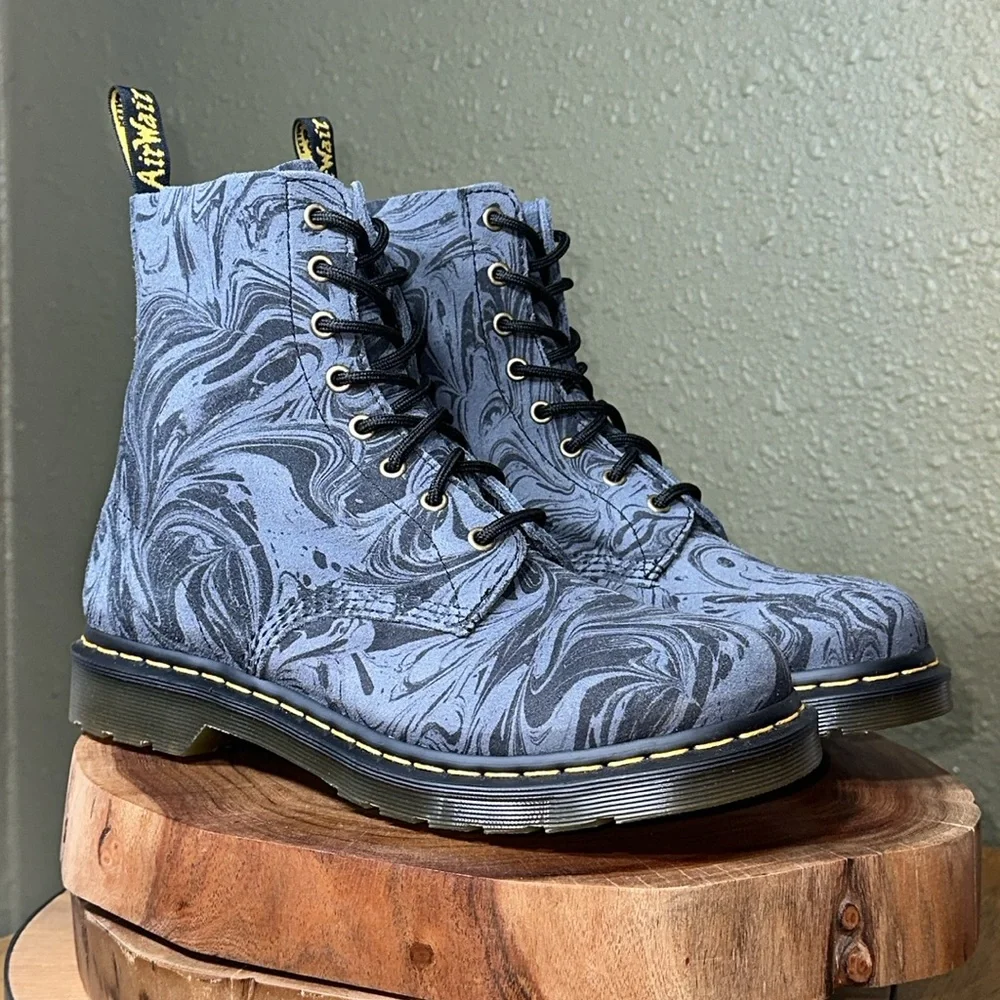 DR. MARTENS 1460 Pascal Marbled Suede Lace Up Boots - Picture 4 of 16